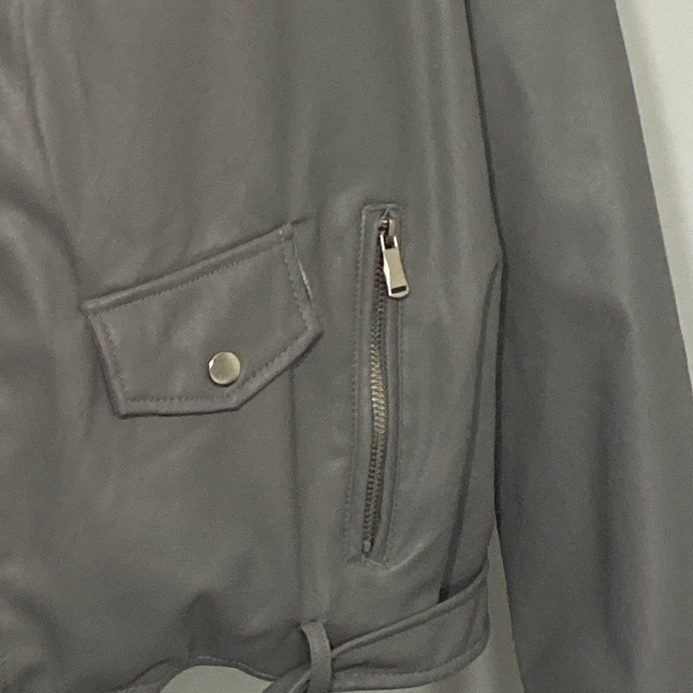 Miss London Black Label Womens Moto Jacket 2X Gray Vegan Leather Biker Y2K - Picture 4 of 16